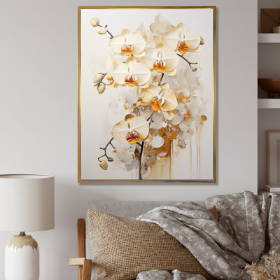 Fleur d'orchidée beige et or II