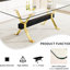 Large Table With Tempered Glass Surface, Crossbar And Metal Legs For Office Desk