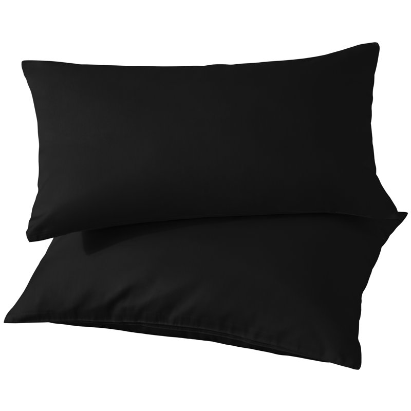 Egyptian-Quality Cotton Bed Pillowcases, 500 Thread Count Cotton Sateen Pillowcases with Envelope Closure - NTBAY, Black