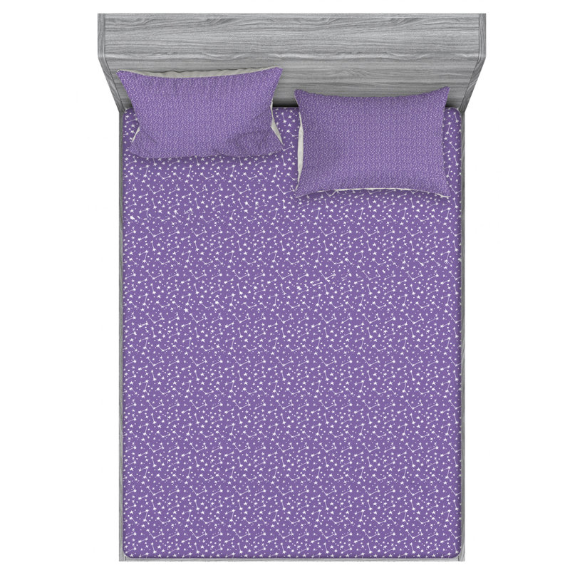 Microfiber Geometric Sheet Set, Purple Geometric, Queen Sheet Set with Fitted Sheet