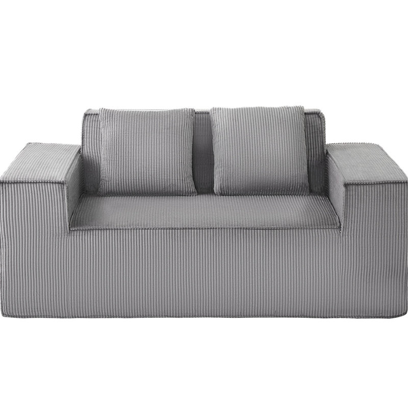 Velours côtelé 63 po, 2 sièges, tissu peau, sans assemblage, confortable pour les petits espaces de salon