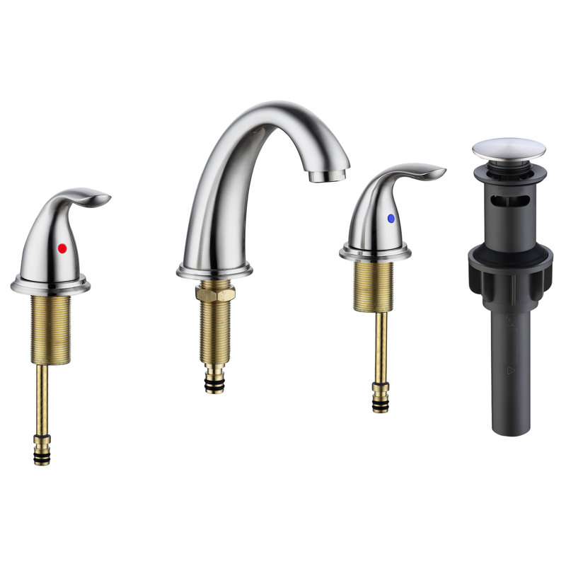 Robinet de salle de bain en nickel brossé 8 po pour lavabo - meuble-lavabo à 3 trous avec drain escamotable, tuyau et fabrication en métal 8 po