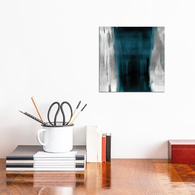 «Free Fall Teal with Silver II» par Christine Wright - reproduction imprimée
