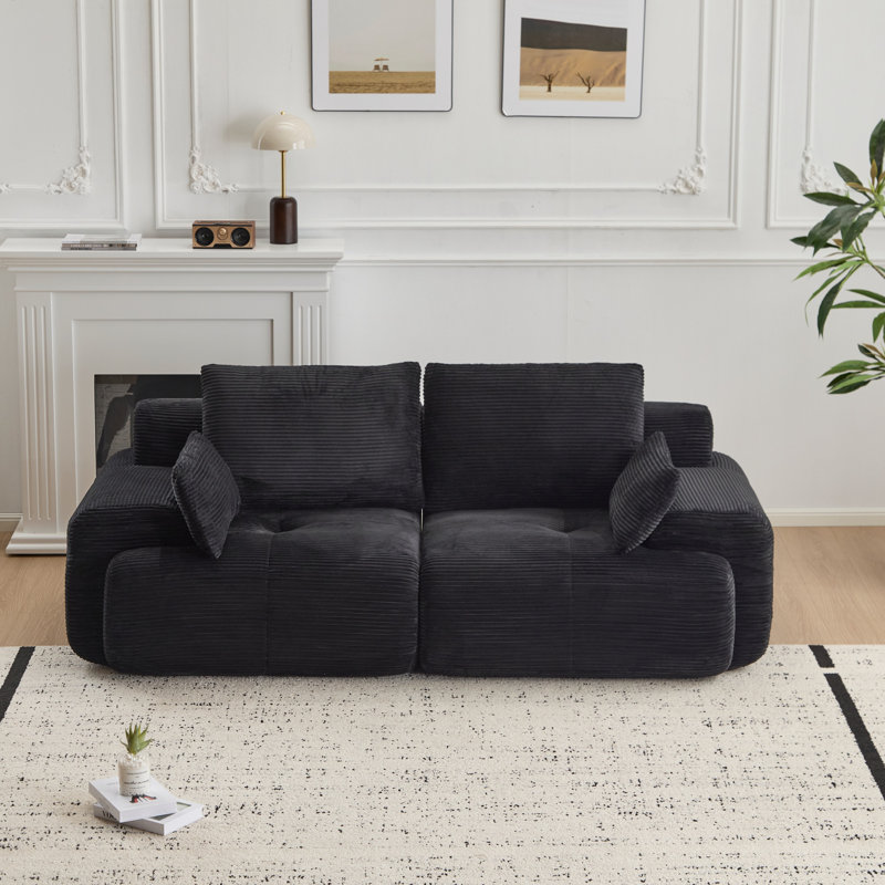 Modern Memory Foam Compressed Sofa,2 Seater Large Sectional Couches For Living Room,Pet-Friendly Cloud Modular Sectional Sofa,Corduroy Fabric,Extra Deep Loveseat,No Assembly Required