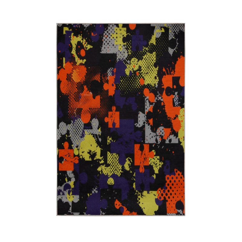 Soft Hall Carpet 2.6 x 4.9 Feet | 100% Polyester, 0.04 in Pile Height | Antibacterial, Non-Slip Underside | Woven with 3D Digital Printing | Machine Washable | Durable & Stylish for Entryways & Living Rooms