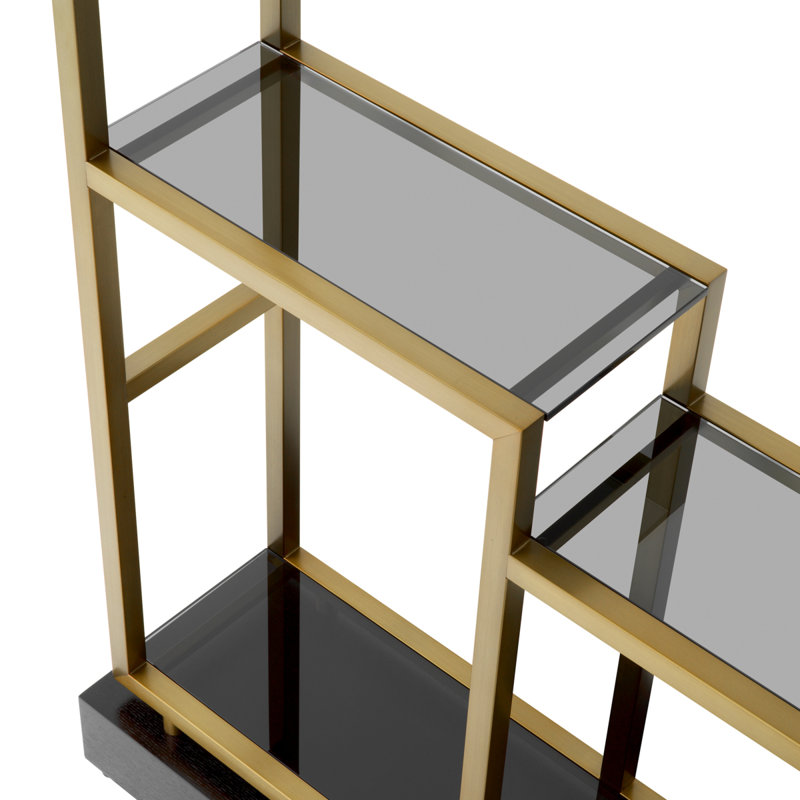 Corrado II Bookcase, Black/Brushed Brass/Smoke