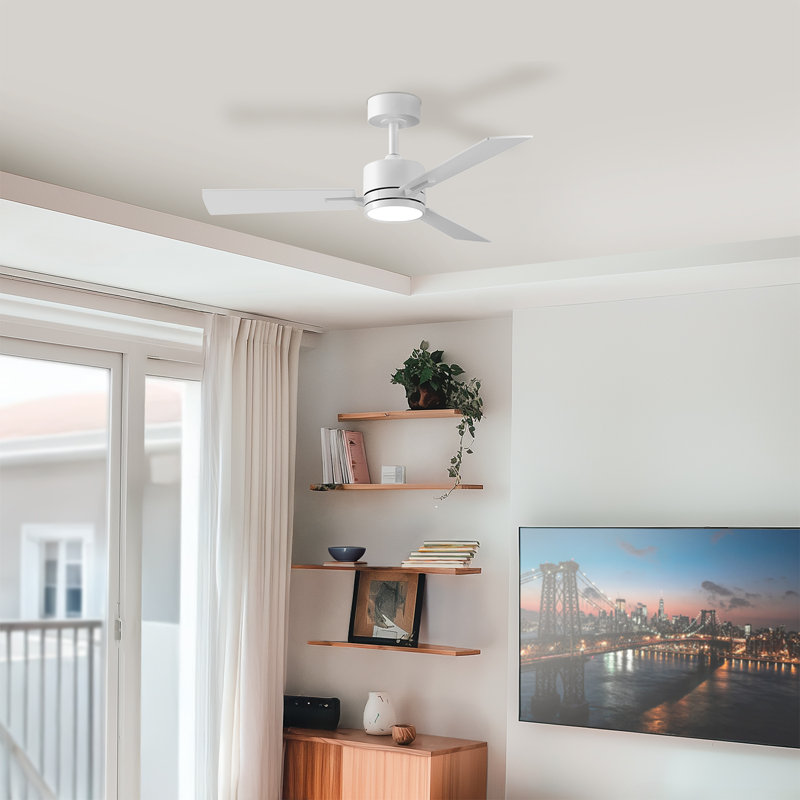 42 in. Ceiling Fan with LED Light, Remote Control, WhisperQuiet DC Motor, 6 Speeds, Reversible Blades, White