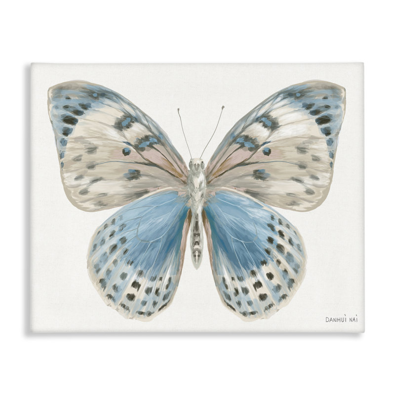 Toile papillon bleue et blanche, design par Danhui Nai, H 16 po x l 20 po