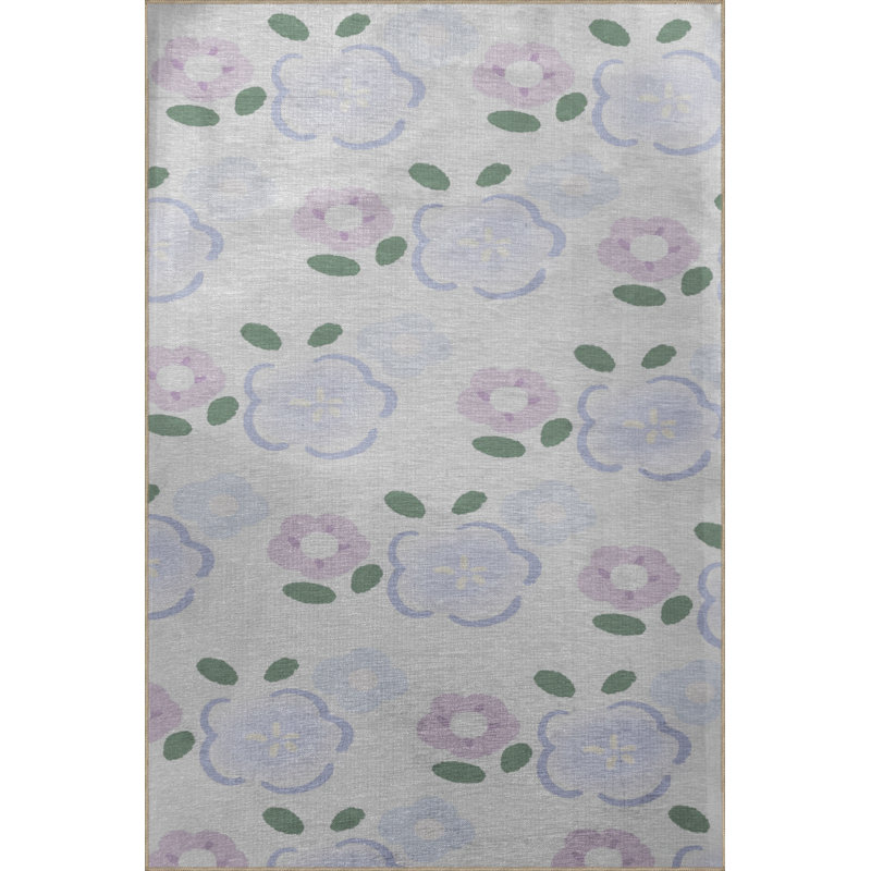 Tapis décoratif moderne à motif floral rose, Rectangle 2 pi 8 po x 5 pi