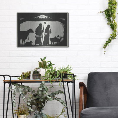 Art mural en métal Red Barrel Studio® «Away In A Manger» par Tis the Season