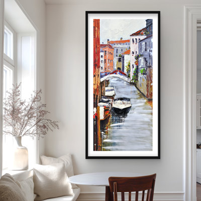 Venetian Landscape - Scenic Orange Framed Matted Print Decor