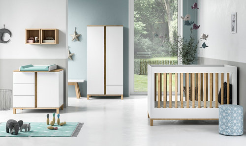 Cornett Cot Crib, White/Oak