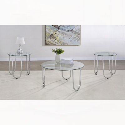 Ensemble de tables basses chromées 3 pièces