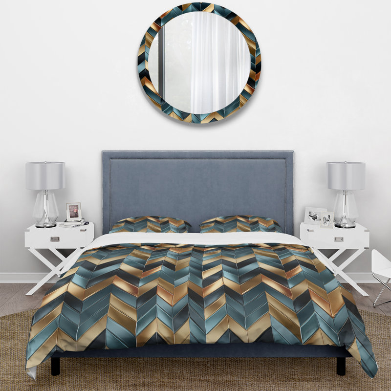 Ensemble de housse de couette en microfibre Metallic Chevron Elegance Patter I