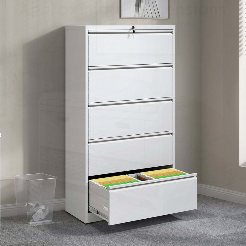 5 Drawer Metal Lateral File Cabinet with Lock, Secure and Durable Storage for Home and Office Documents