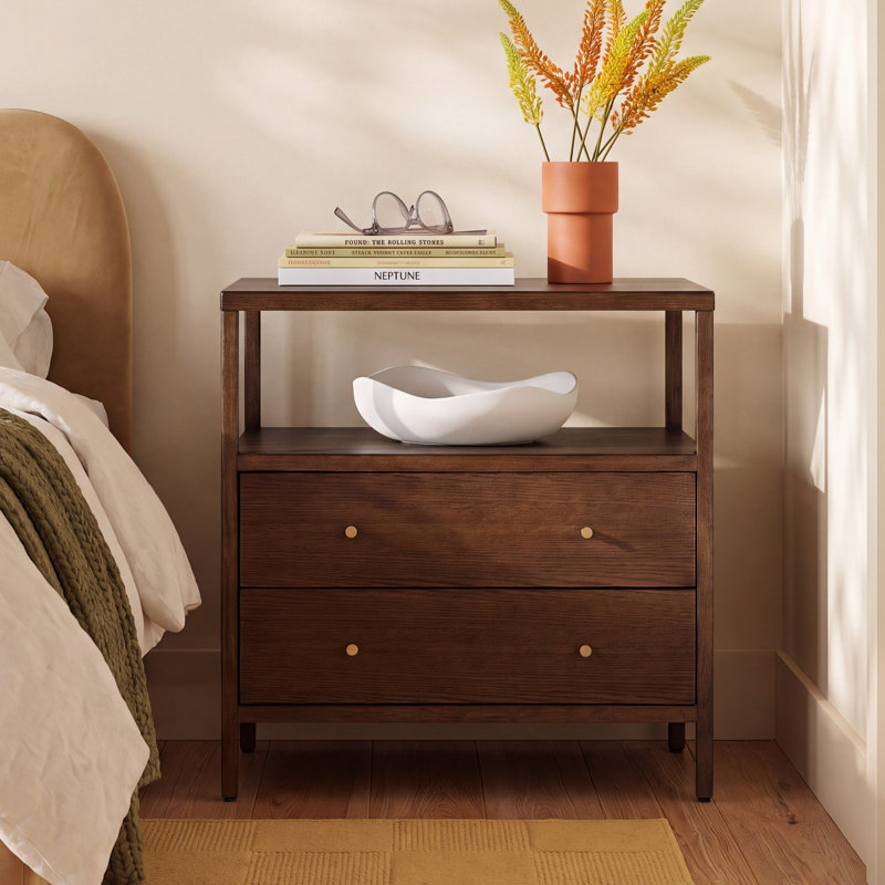 Sloane 2 Drawer Nightstand, Dark Brown