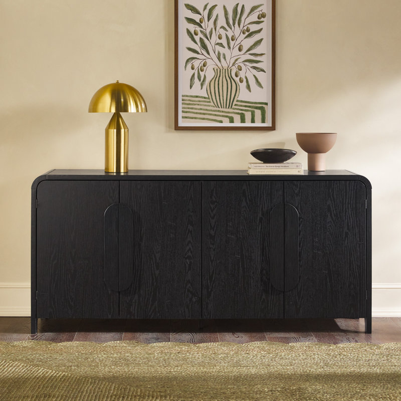 Sitarski Modern Sideboard with Rounded Edges, Black, 30'' H x 64'' W x 20'' D