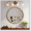 Miroir mural rond rond avec cadre perlé en bois vieilli, parfait pour l'entrée et le salon-1690684441