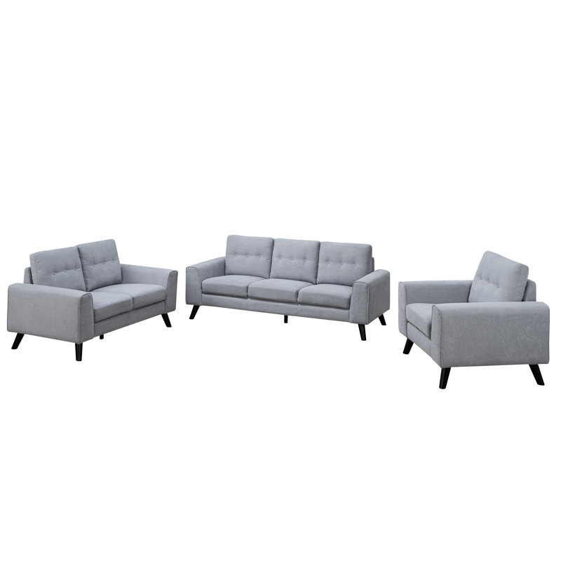 Causeuse à accoudoirs carrés 61,5 po Chenille, Chenille gris pâle
