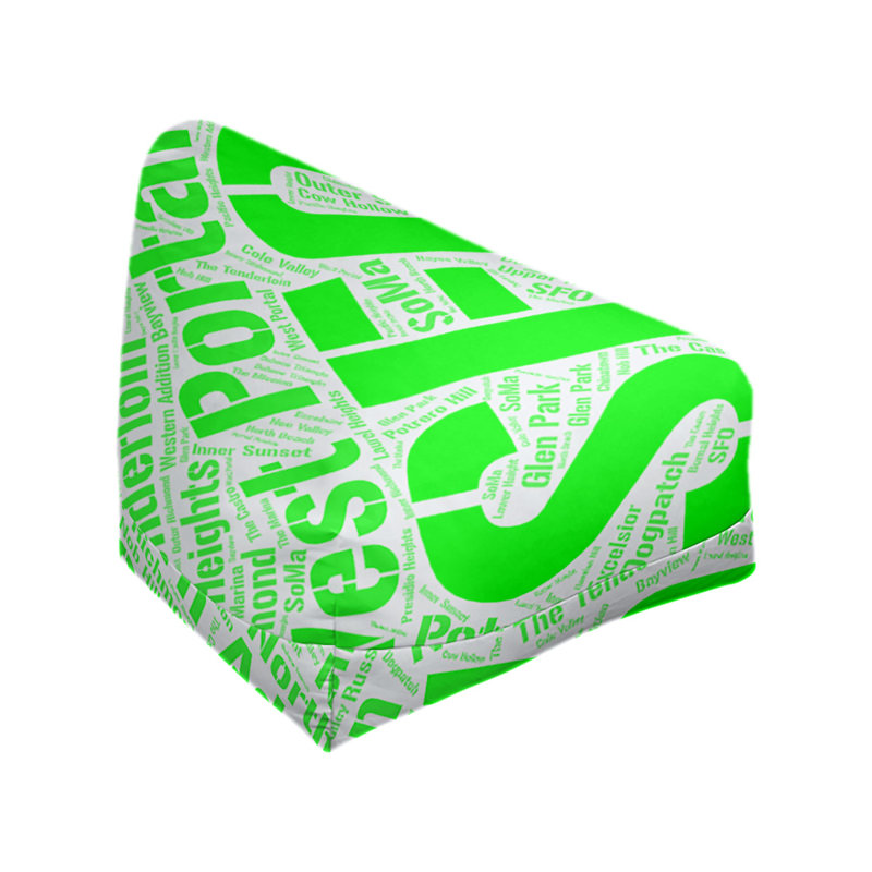 Classic Bean Bag, 30" H x 27" W x 25" D, San Francisco, Green Polyester Blend