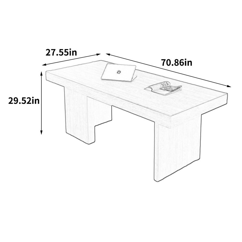 Bureau exquis de style rétro, 29.52" H x 70.86" W x 27.55" D