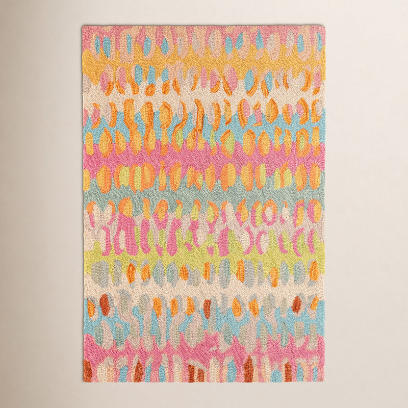 Tapis en laine crocheté à la main Paint Chip Confetti, Rectangle 6 pi x 9 pi