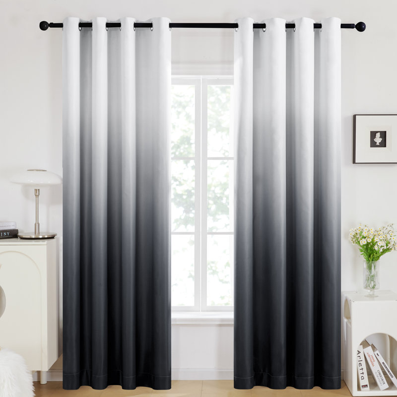Dorinda  Room Darkening Curtain Single Panel, 52" W x 63" L, White/Pink