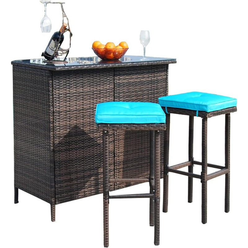 Ensemble de bar Hanneliese, Brun, Bleu, Brun