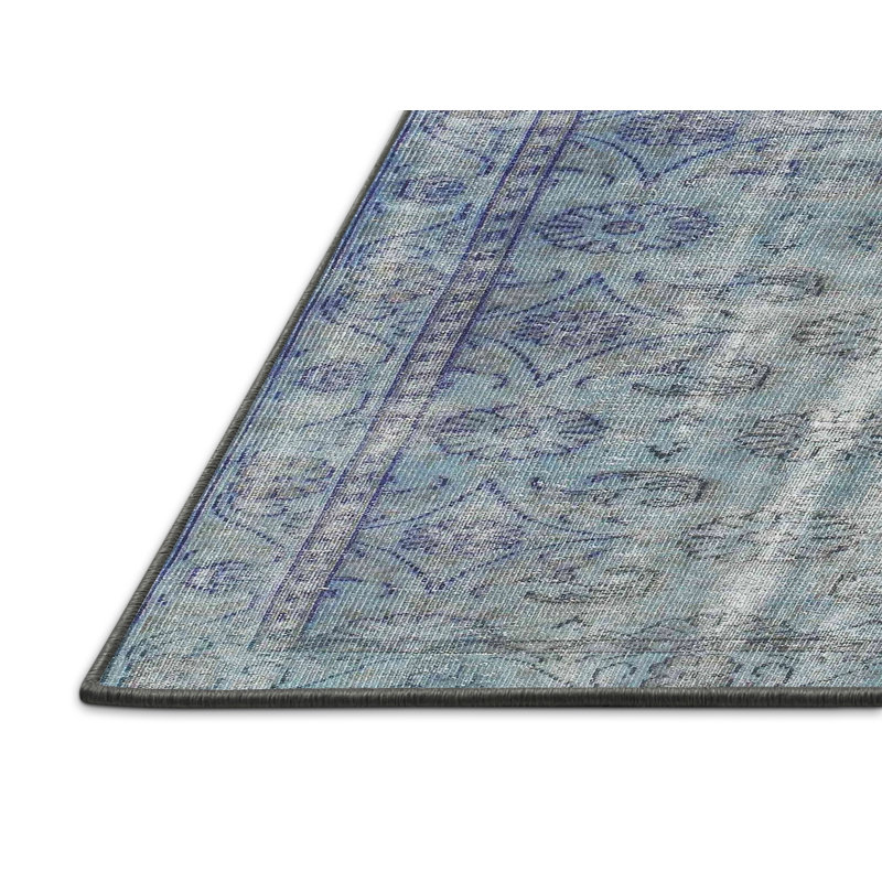 Tapis gris/bleu zone contemporaine, Rectangle 8 pi x 12 pi