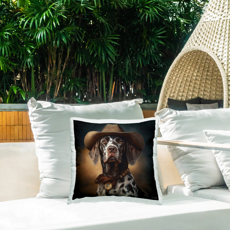 Coussin d'extérieur vintage imprimé "Sheriff Dog" par RB