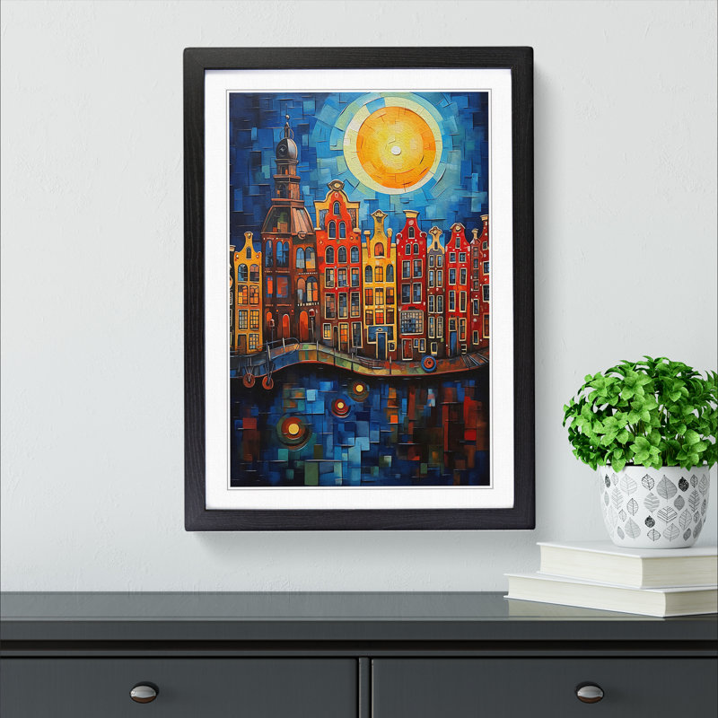 XYZ-FRM-V1223-1796 Amsterdam Expressionism No.2 - Single Picture Frame Print on Wood, 46cm H x 34cm W x 2cm D, Black