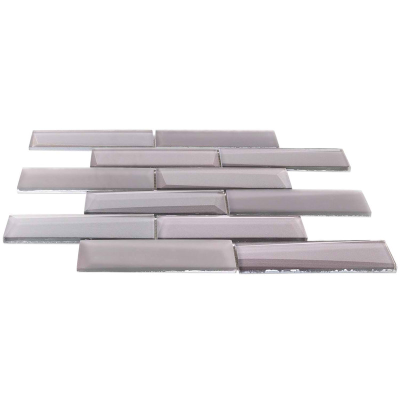 Remington 3D Bricks Bronze Glass Mosaic Tile, Sepia Gray