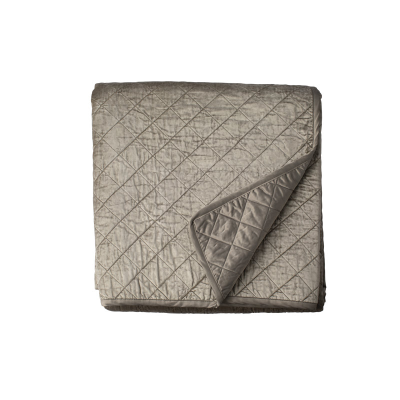 Chloe Champagne Velvet Diamond Quilted Queen Coverlet