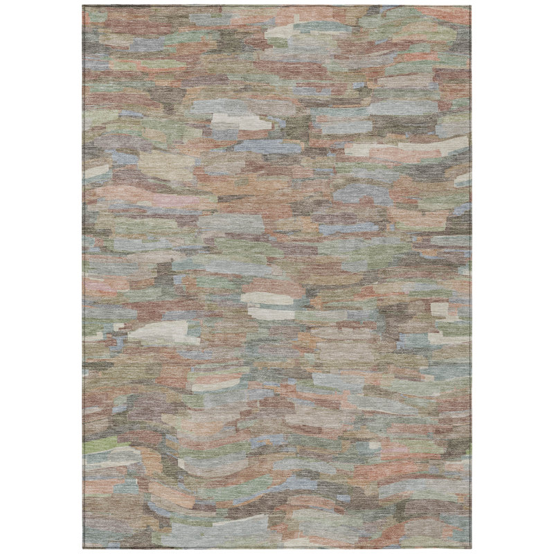 Machine Washable Indoor/Outdoor Huseby ACN2266 Stripes Rug, Rectangle 8' x 10'