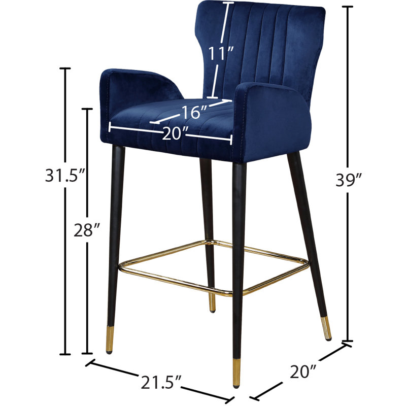 Tabouret de bar 28 po Briannan, Velours marine