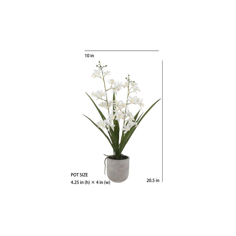 20.5" Artificial White Orchid in Vanda Pot