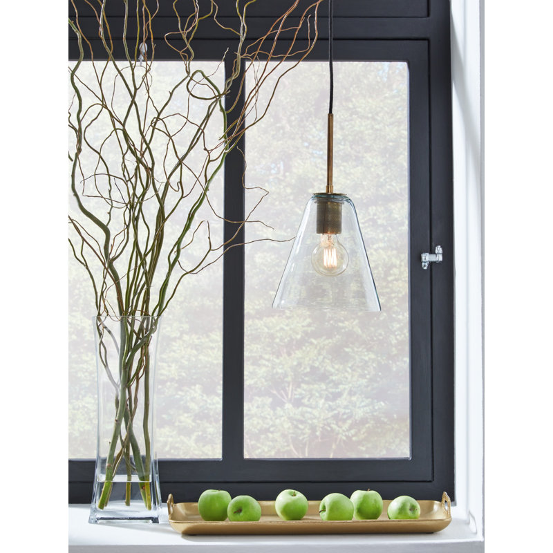 Collbrook 8.75'' Clear Glass & Black Finish Contemporary Pendant Light
