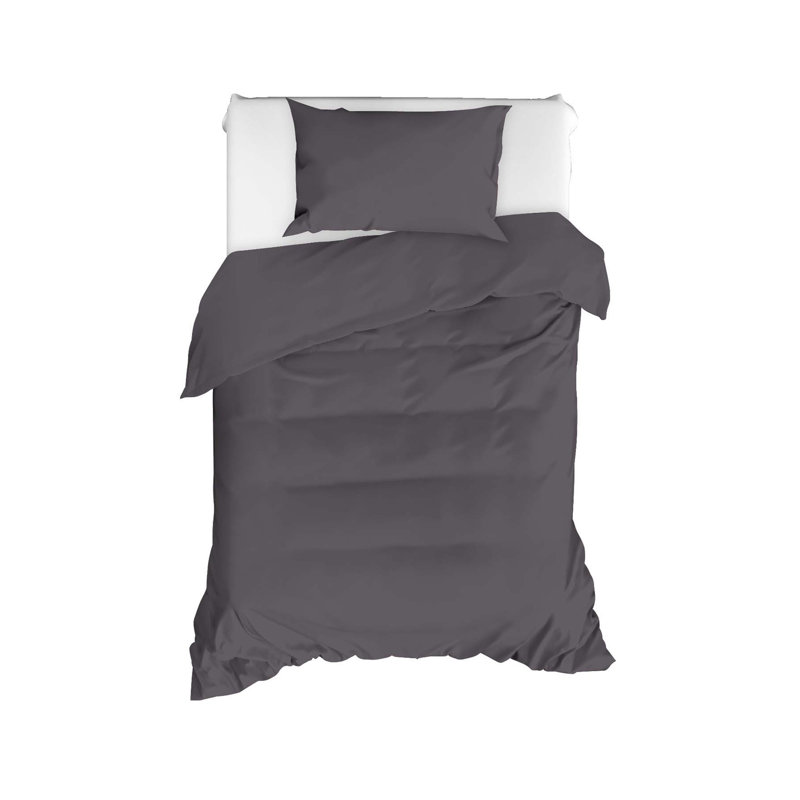 Ensemble de housse de couette 100% coton, Housse de couette 63 "x 87" + 1 taie d'oreiller st, Gris anthracite