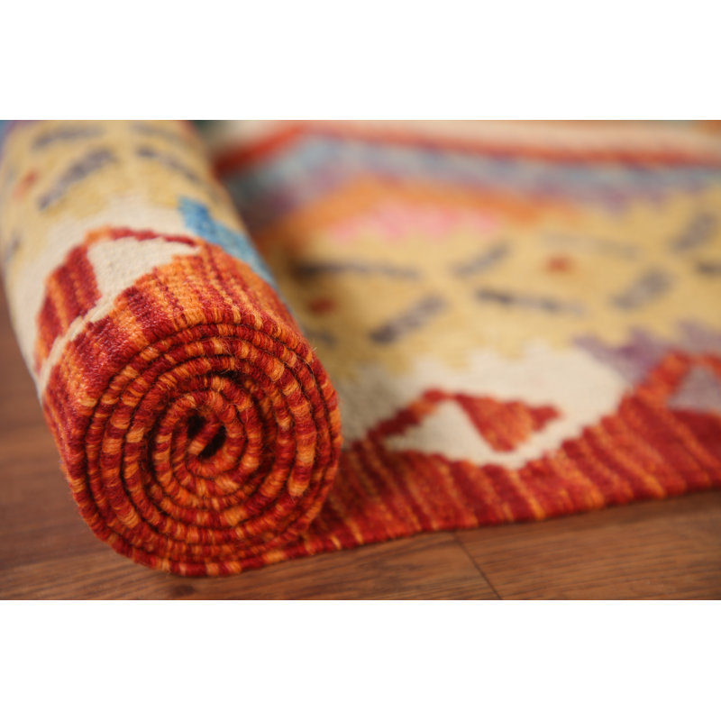 Tapis décoratif multicolore en laine kilim oriental 4 x 6