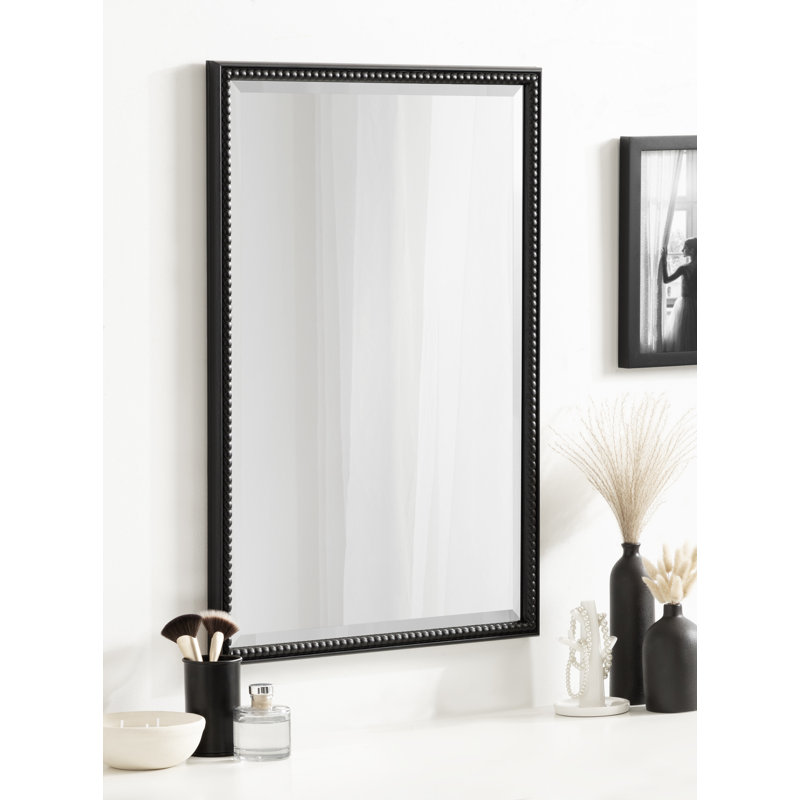 Chayanna Beaded Rectangle Bathroom Wall Mirror, Black, 30" x 20"