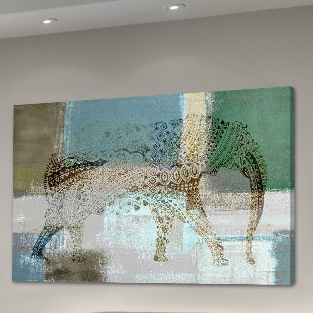 « bijoux éléphant », reproduction d’art sur toile tendue, H 20 po x l 30 po x P 1,5 po