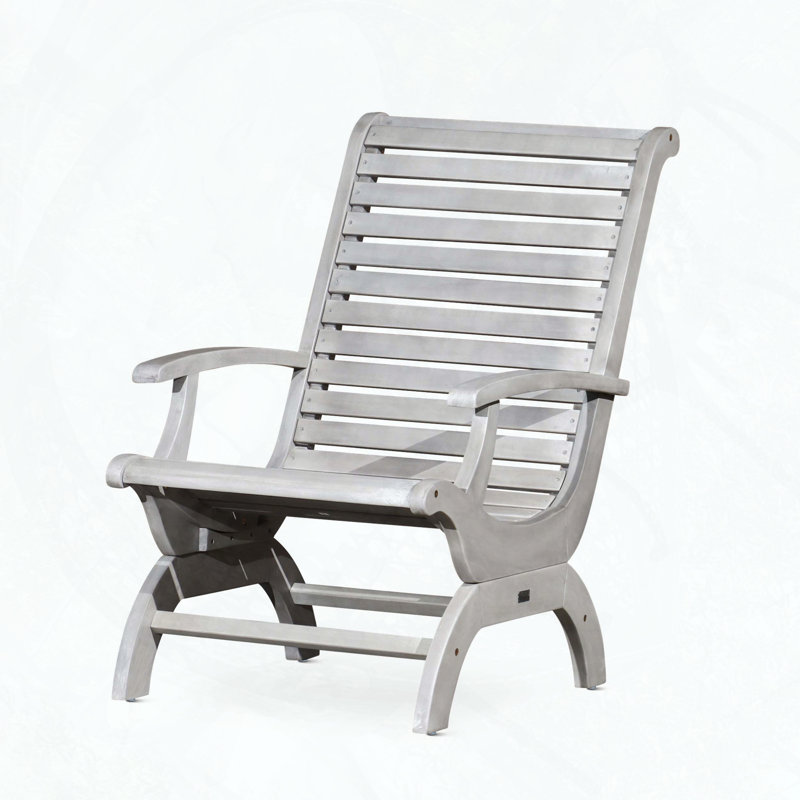 Eucalyptus Plantation Chair with Sleigh Design, Silver/Gray