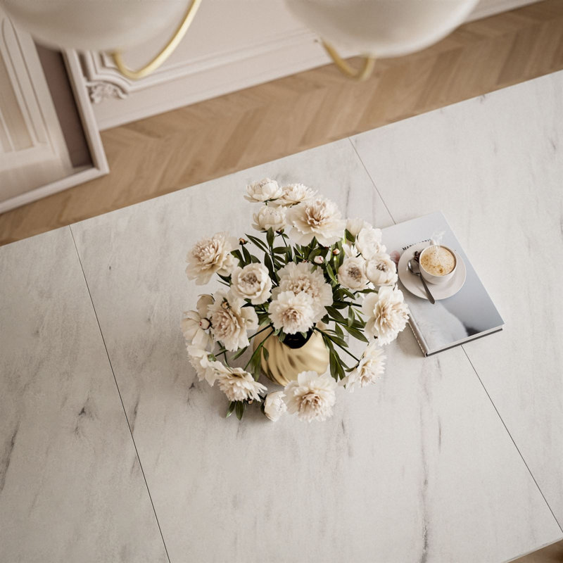 Extendable Metal Base Dining Table, Levanto Marble