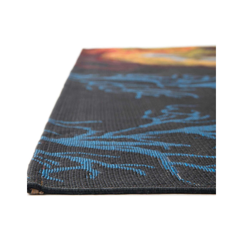 Colorful Abstract Fish Design Outdoor Area Rug 4' x 6'