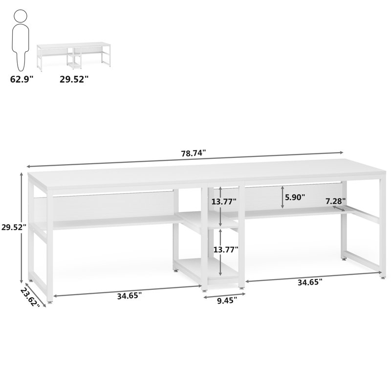 Oviya Steel Computer Desk, White