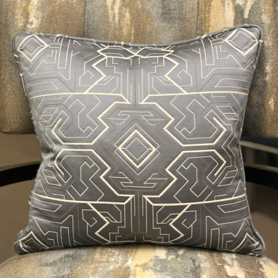 Ferrara Geometric Cotton Blend Outdoor Reversible Throw Pillow