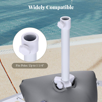 Foldable Beach Umbrella Stand Portable Adjustable Base Holder Outdoor with Water Weight Bag Triangular Iron Support Base for Patio Yard Garden Camping Fishing Photography Deck Sunshade