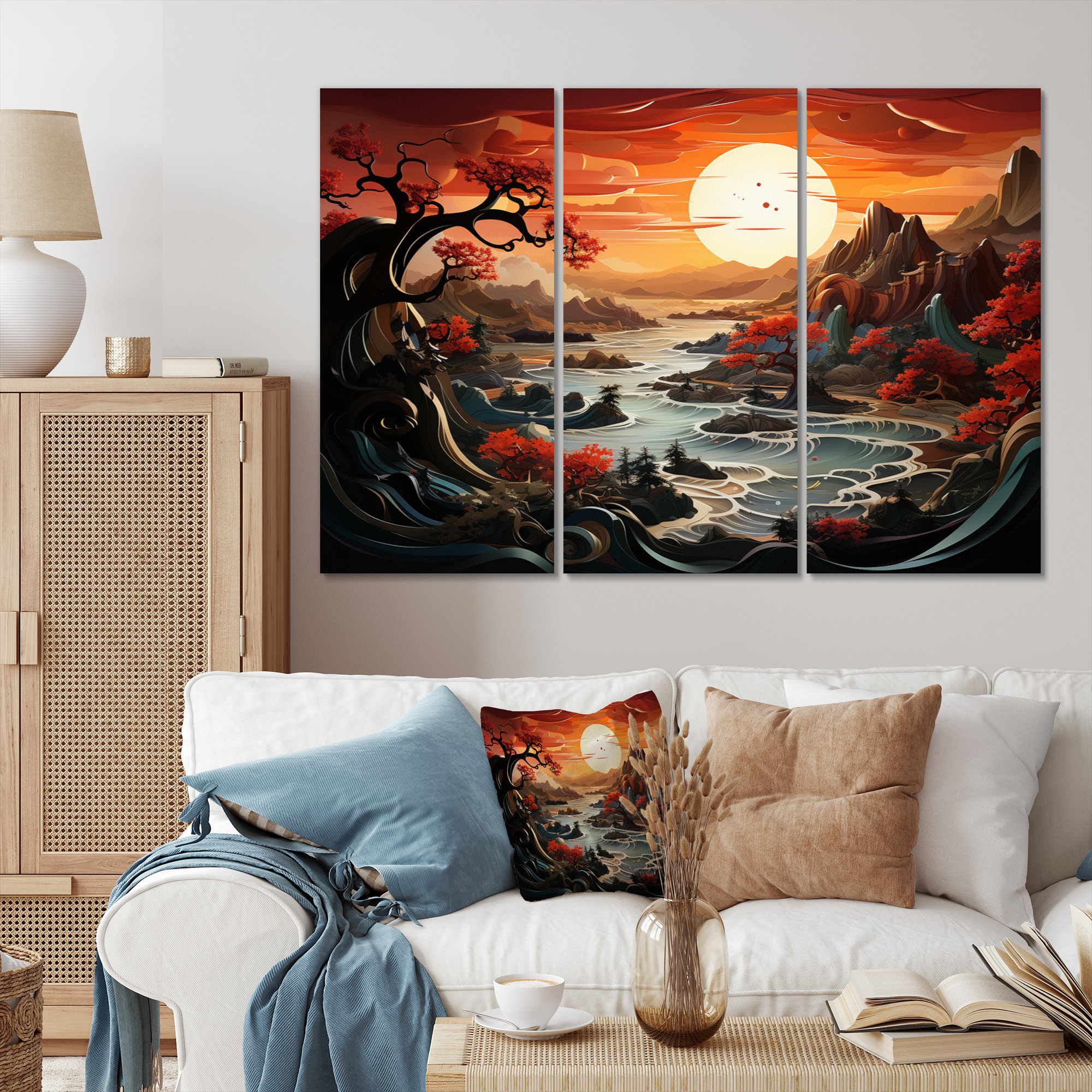 Design Art China Dragons Landscape - Chinese Metal Wall Art Set | Wayfair