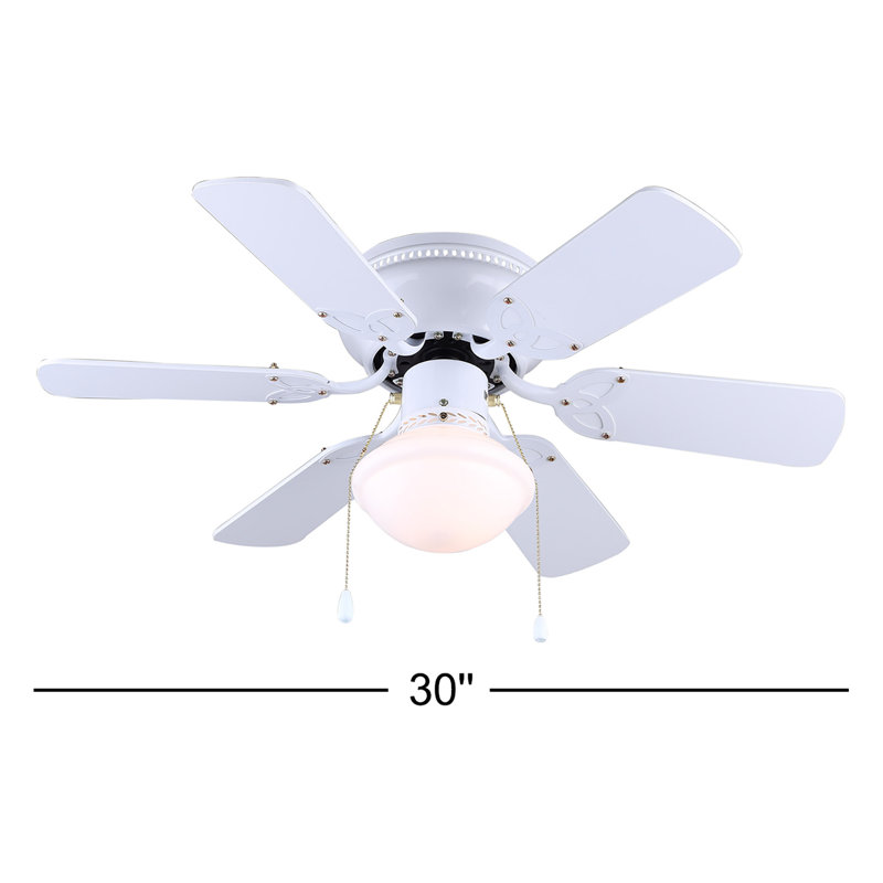 Ventilateur de plafond standard à 6 pales 30 po avec chaîne de traction et ensemble d'éclairage inclus Rosalita