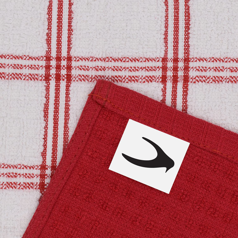 Cotton Stripe Waffle Dish Cloth Kitchen Towel, Red